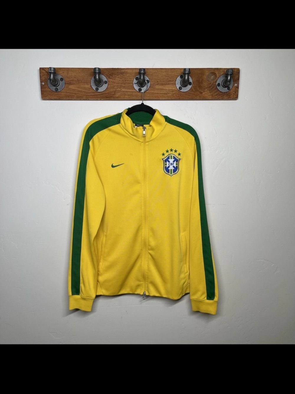 Nike Brasil N98 Men's XL Track Jacket Zip Yellow Green CBF Soccer 2014